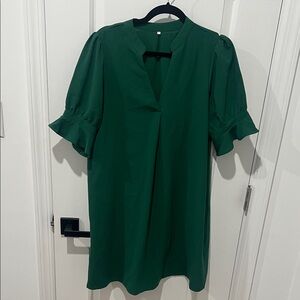 Elegant‎ Green Puff Sleeve Mini Dress